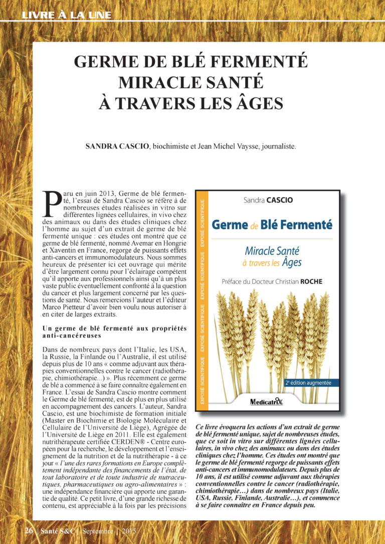 « Germe de blé fermenté » paru dans « Santé S&C »